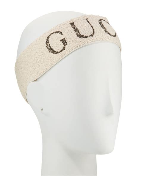 gucci white stretch knit logo headband - hats|gucci headbands.